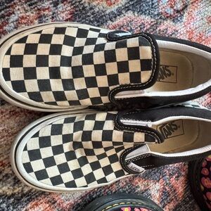 Vans Kids Black and White Checkered Slip-On Sneakers